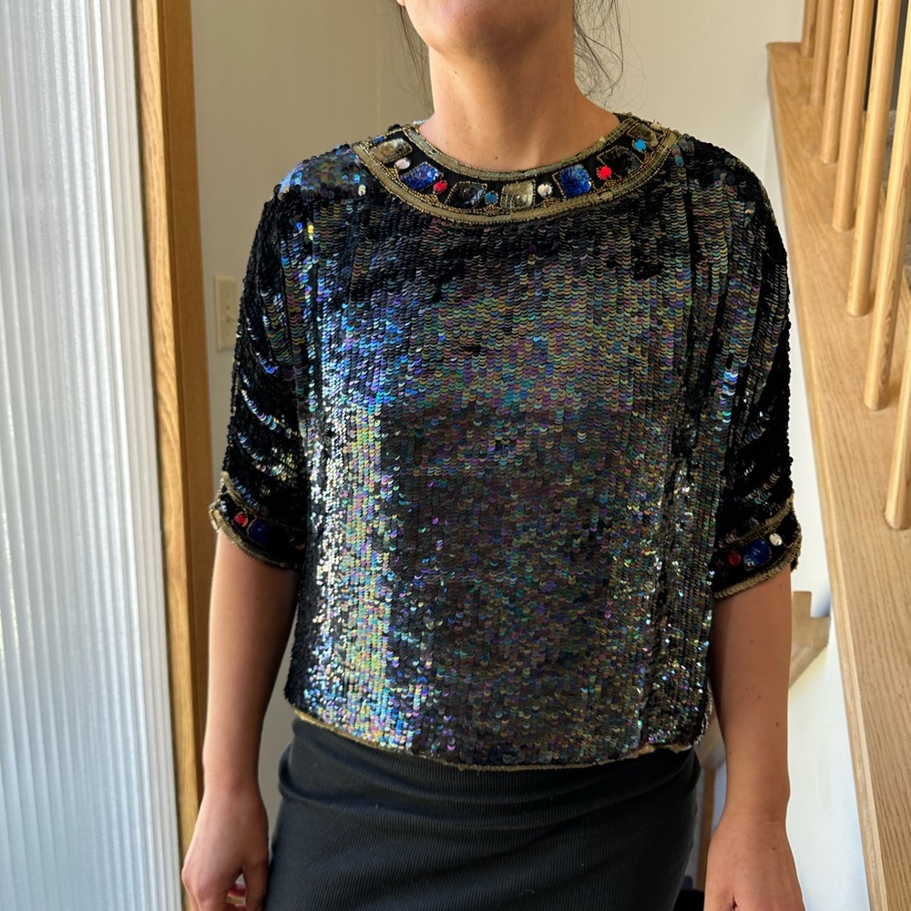 Vintage Emily Daniell Sequin Top